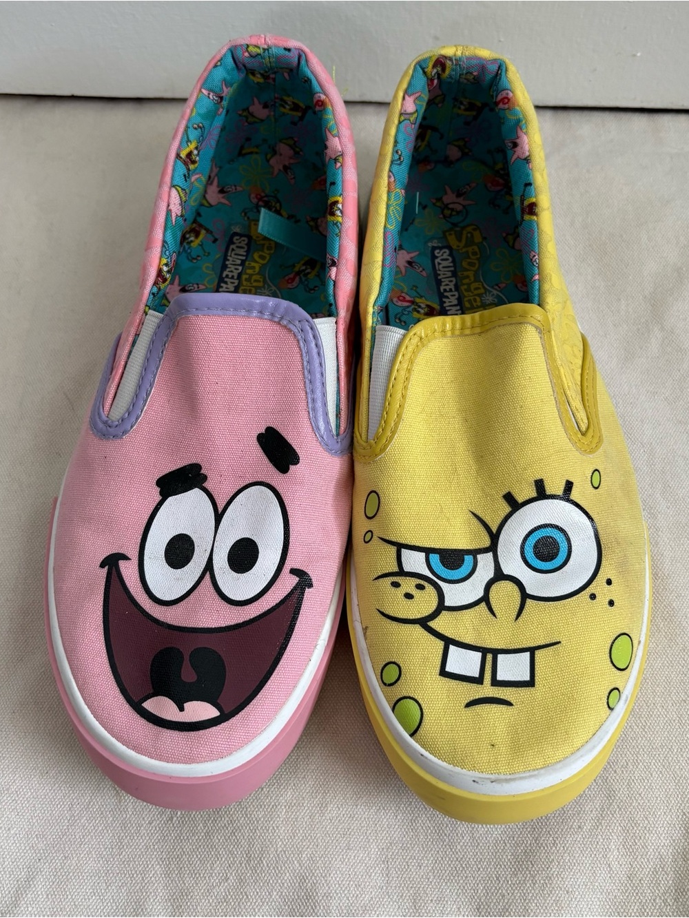 SpongeBob SquarePants & Patrick Star Slip-On Canvas Shoes Pink/Yellow 7.5